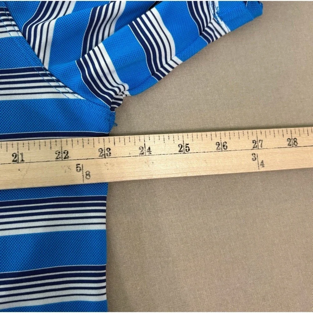 Nike Golf Polo Shirt Mens L Blue Dri-Fit Tour‎ Performance Striped Short Sleeve
